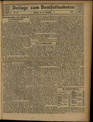 Zweite Ausgabe vom Sonntag, den 20. September 1925.