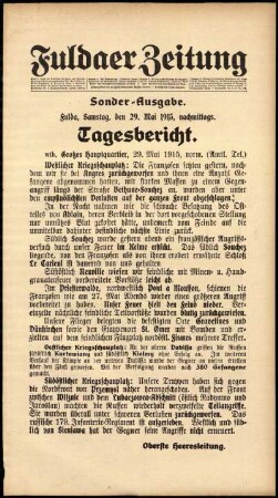 Ausgabe vom Samstag, den 29. Mai 1915.
