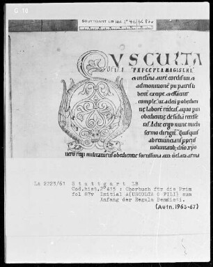 Chorbuch für die Prim — Initiale A (usculta o fili), Folio 87verso