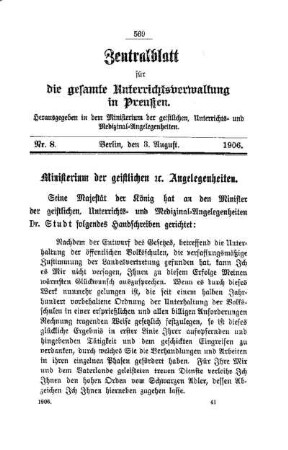Ministerium der geistlichen etc. Angelegenheiten