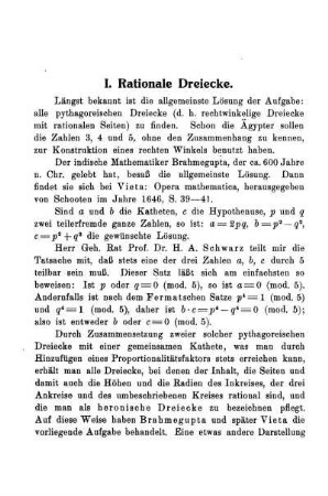 I. Rationale Dreiecke.