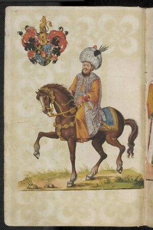 Reitender türkischer Sultan, kurpfälzisches Wappen.