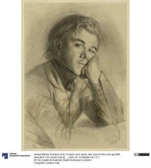 Brustbild eines Knaben nach rechts, den Kopf auf die Linke gestützt, vermutlich Carl Johann Arnold, vgl. SZ Menzel Nr. 1723