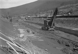 Baugrube Schleuse Rockenau Hochwasser