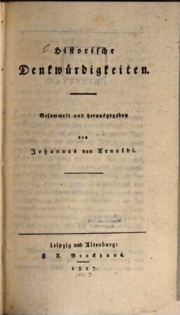 Historische Denkwürdigkeiten