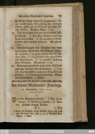 Am dritten Weyhnachts-Feyertage.