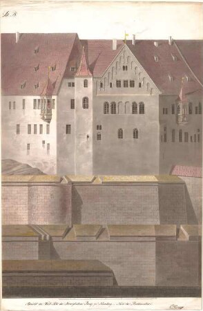 Heideloff, Carl Alexander von; Nürnberg; Burg - Westseite der königlichen Burg Nürnberg nach der Restauration (Ansicht)