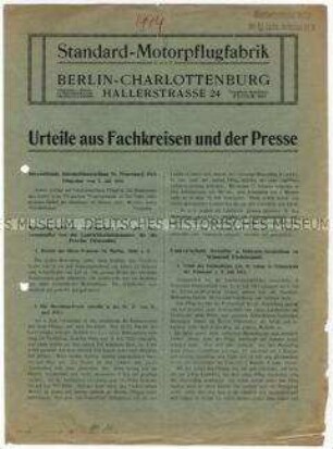 Gutachten über Standard-Motorpflüge