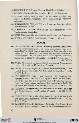XI. Möbel (Nr. 537-660)