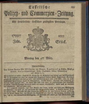 10tes Stueck, Montag den 4ten Maerz 1799