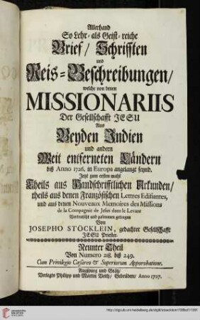 Neunter Theil: Von Numero 218 biß 249. Cum Privilegio Caesaro & Superiorum Approbatione