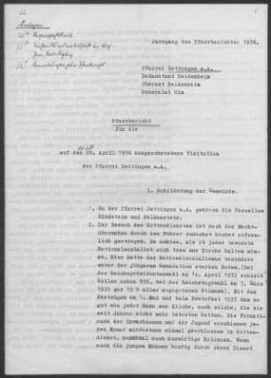 Dettingen/Albuch: Pfarrbericht 1936