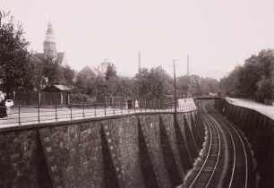 Kamenz, Eisenbahnstrecke : Kamenz. Eisenbahneinschnitt vor dem Tunnel. Blick gegen Süden