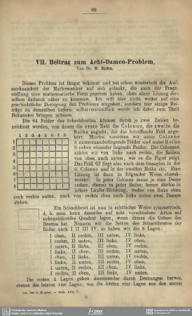 Beitrag zum Acht-Damen-Problem.