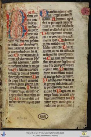 [1ra - 72vb] Psalterium cum ordinario officii.
