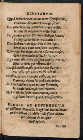 Elegia Ad Reverendum et piißimum Virum D. Magistrum Bartholomaeum Wolfhart ...