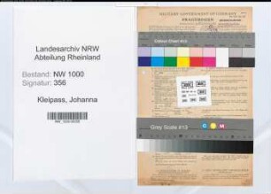 Entnazifizierung Johanna Kleipass, geb. 26.07.1920 (Postangest.)