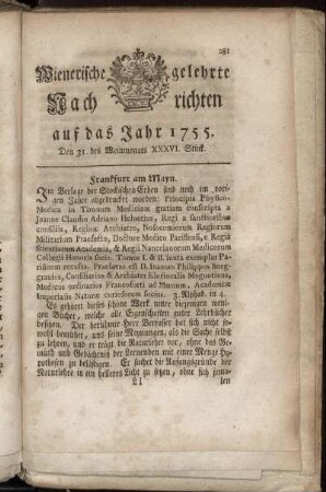 Den 31. des Weinmonats. XXXVI. Stück.