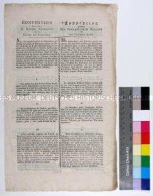 Übereinkunft zwischen der Republik Frankreich und den fränkischen Reichskreisen zur Wiederherstellung der Ruhe und Ordnung (in französischer und deutscher Sprache)
