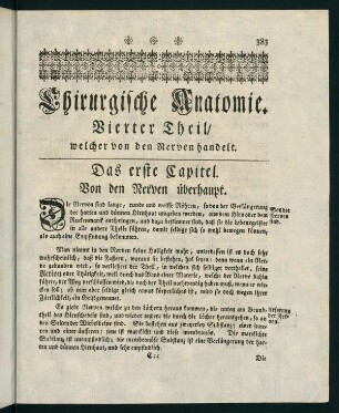 383-438, Chirurgische Anatome. Vierter Theil welcher von den Nerven handelt