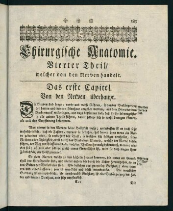 383-438, Chirurgische Anatome. Vierter Theil welcher von den Nerven handelt