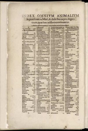 Index Omnium Animalium