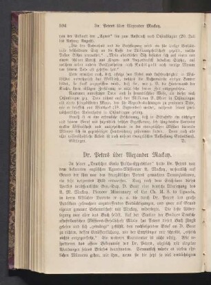 Dr. Peters über Alexander Mackay