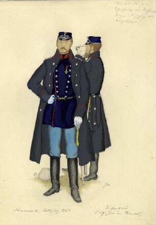 Uniformbild, Infanterieoffiziere der dänischen Armee (1864)