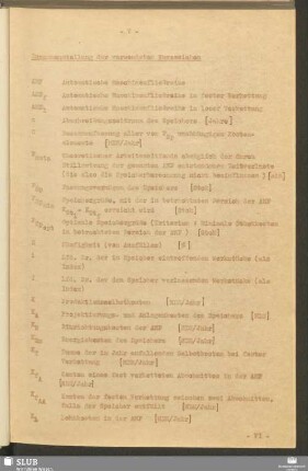 Zusammenstellung der verwendeten Kurzzeichen