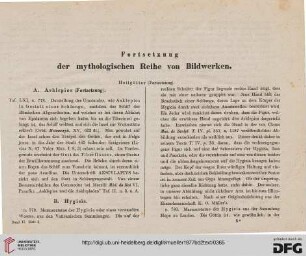 Fortsetzung der mythologischen Reihe von Bildwerken