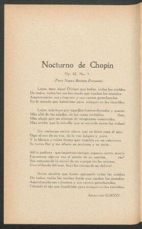 Nocturno de Chopín : Op. 62, No. I.