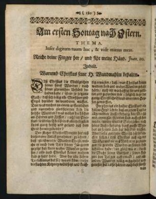 180-188, Am ersten Sontag nach Ostern. THEMA. Infer digitum tuum huc, & vide manus meas.