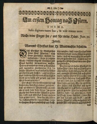 180-188, Am ersten Sontag nach Ostern. THEMA. Infer digitum tuum huc, & vide manus meas.