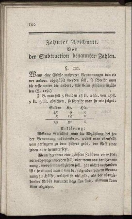 Zehnter Abschnitt. Von der Subtraction benannter Zahlen.