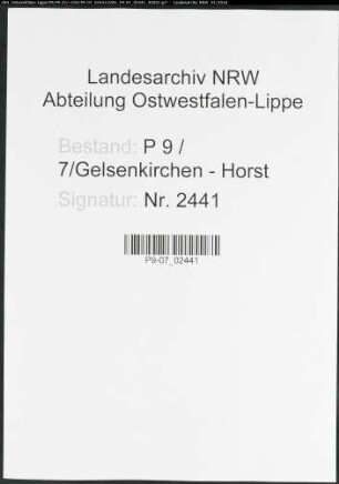 Sterberegister Standesamt Gelsenkirchen-Horst