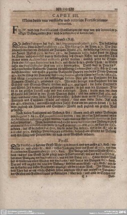 CAPUT III. Meine dritte neue verstärkte und reterirte Fortifications-Invention.