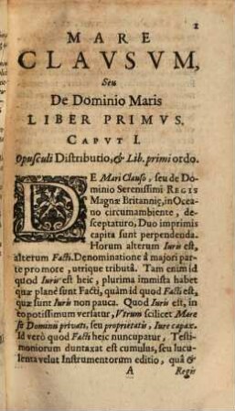 Mare clausum, seu de dominio maris libri II