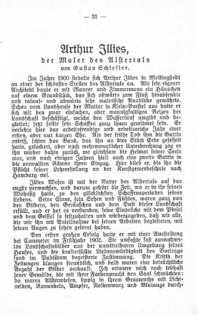 Arthur Illies, der Maler des Alstertals