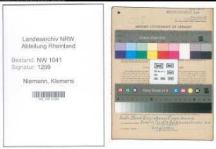 Entnazifizierung Klemens Niemann , geb. 01.05.1894 (Installateur)