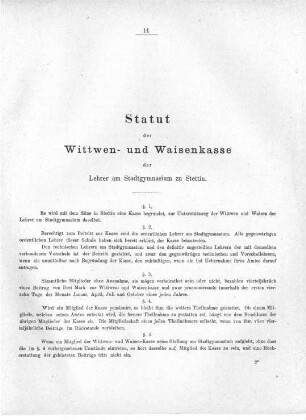 Statut der Wittwen- und Waisenkasse