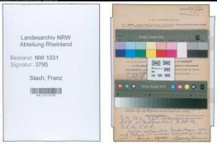 Entnazifizierung Franz Stach , geb. 19.11.1891 (Hochschulinspektor)