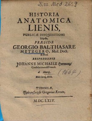 Historia Anatomica Lienis