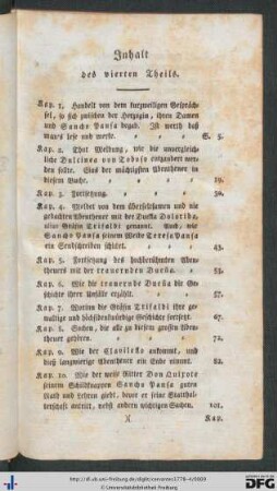 Inhalt des vierten Theils.