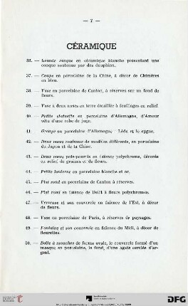 Céramique (Nr. 36-62)
