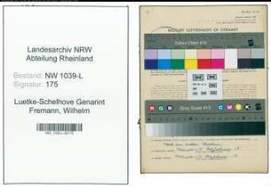 Entnazifizierung Wilhelm Luetke-Schelhove Genannt Fremann , geb. 25.10.1907 (Schlosser)