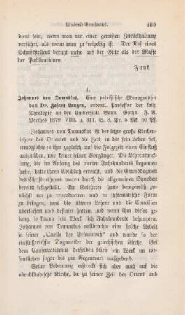 489-490 [Rezension] Langen, Joseph, Johannes von Damaskus