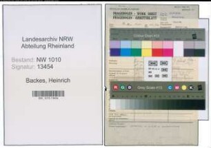 Entnazifizierung Heinrich Backes , geb. 11.07.1899 (Stadt)