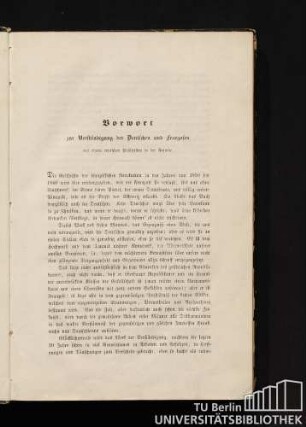 Vorwort zur Verständigung der Deutschen und Franzosen von einem deutschen Publizisten in der Fremde.