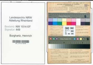 Entnazifizierung Heinrich Burghartz , geb. 25.05.1914 (Schlosser)