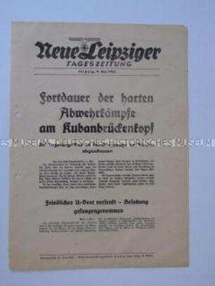 Extrablatt der "Neuen Leipziger Tageszeitung" u.a. über den britischen Luftangriff in Westdeutschland